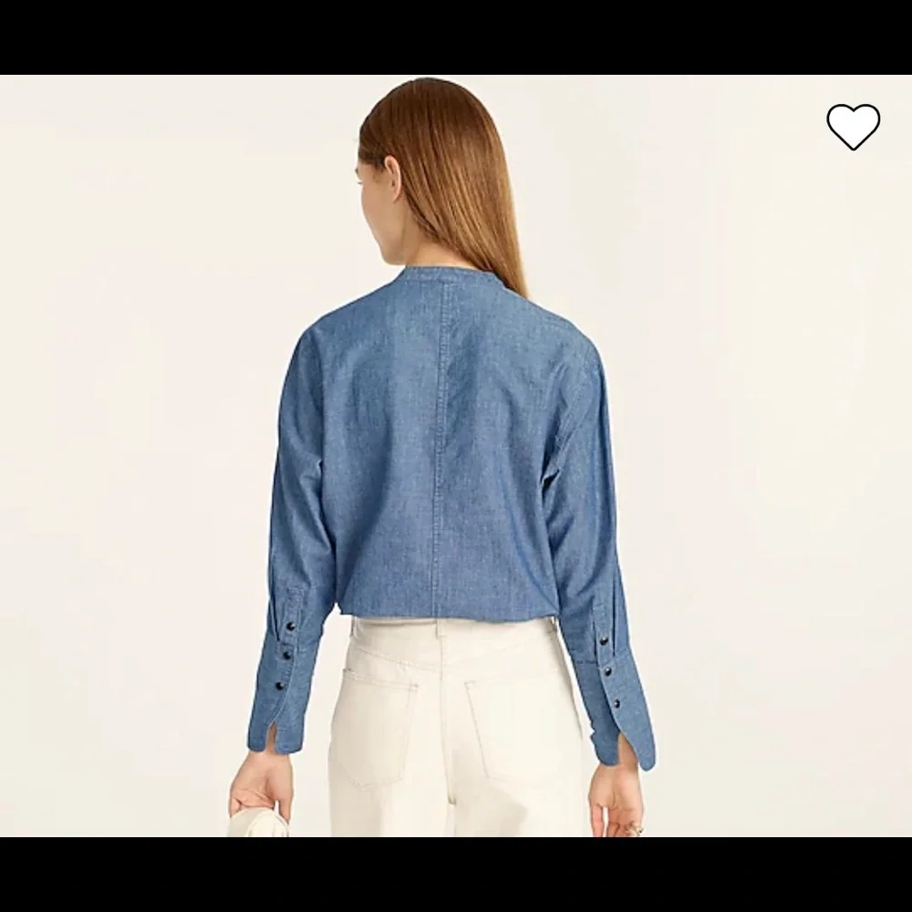 J. Crew Light Blue Pintuck Front Denim-Style Blouse